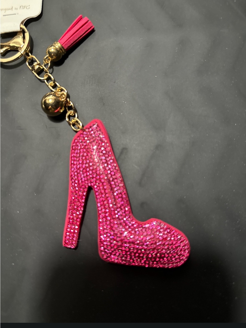 Pink Crystal High Heel Keychain Charm